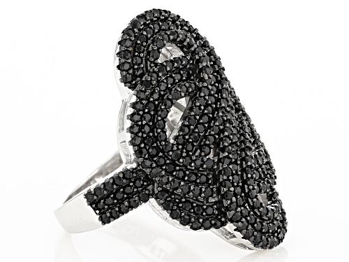 1.97ctw Round Black Spinel Cluster Sterling Silver Ring - Size 6