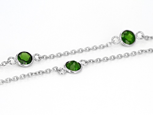 2.75ctw Round Russian Chrome Diopside Sterling Silver Station Necklace - Size 18