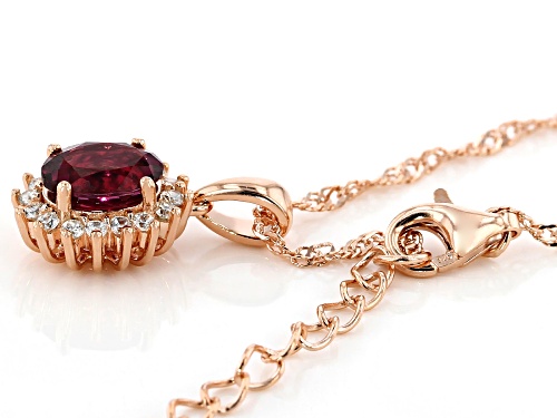 1.15ct Oval Blush Color Garnet & .36ctw Zircon 18k Rose Gold Over Silver Halo Pendant With Chain