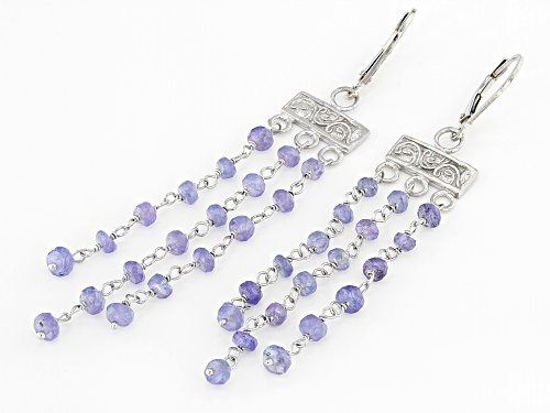 10.00CTW ROUND TANZANITE RHODIUM OVER STERLING SILVER DANGLE EARRINGS