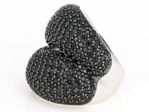 7.00CTW ROUND BLACK SPINEL RHODIUM OVER STERLING SILVER RING - Size 6