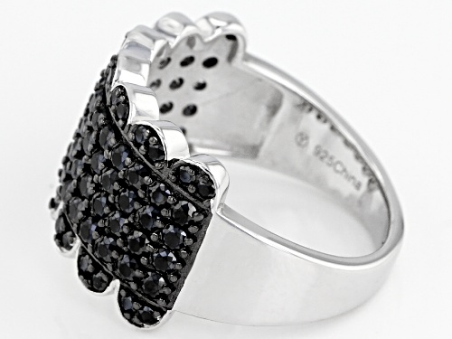 1.84CTW ROUND BLACK SPINEL RHODIUM OVER SILVER BAND RING - Size 7