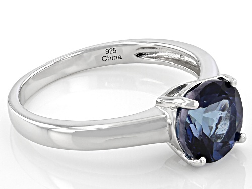 2.25CT ROUND BLUE DANBURITE RHODIUM OVER STERLING SILVER SOLITAIRE RING - Size 10
