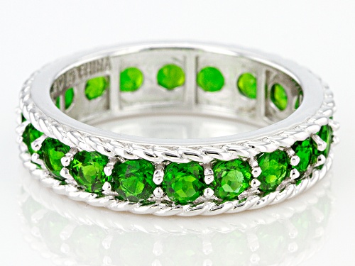 2.50CTW ROUND RUSSIAN CHROME DIOPSIDE RHODIUM OVER SILVER ETERNITY BAND RING - Size 8