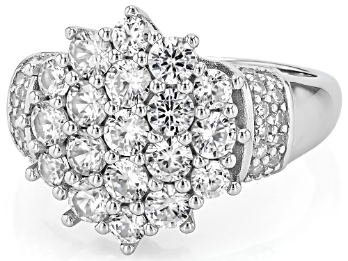 2.61ctw Round White Zircon Rhodium Over Sterling Silver Cluster Ring - Size 6