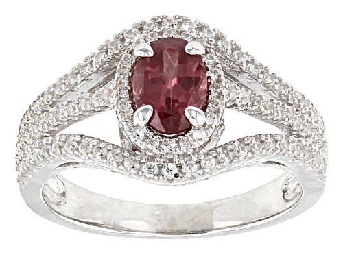 .89ct Oval Color Shift Garnet With .73ctw Round White Zircon Sterling Silver Ring - Size 11