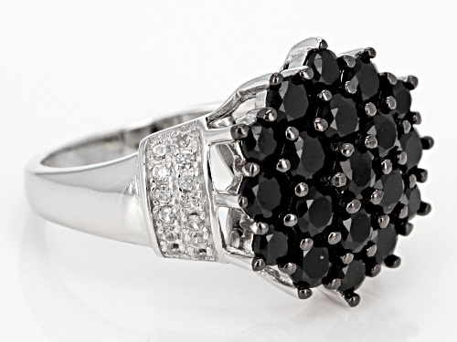 2.26ctw Round Black Spinel With .23ctw Round White Zircon Sterling Silver Ring - Size 11