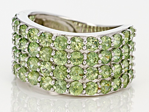 5.50ctw Round Green Demantoid Sterling Silver Band Ring - Size 6