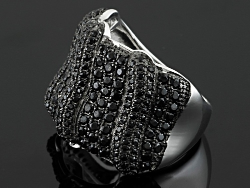 2.10ctw Round Black Spinel Sterling Silver Band Ring - Size 5