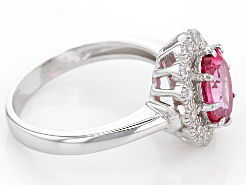 2.15ct Oval Pink Danburite With 1.00ctw Round White Zircon Sterling Silver Ring - Size 11