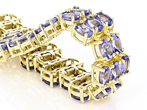 20ctw Oval Blue Tanzanite 18k Yellow Gold Over Sterling Silver Bracelet - Size 8
