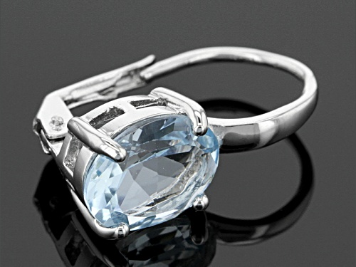 6.40ctw Oval Glacier Topaz™ Rhodium Over Sterling Silver Dangle Earrings