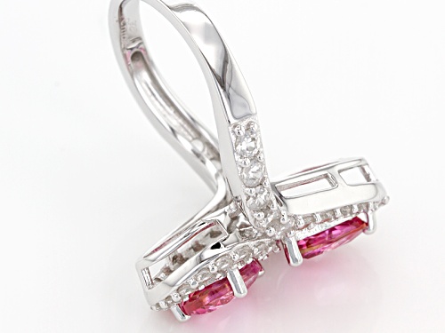 1.65ctw Pear Shape Pink Danburite With 1.05ctw Round White Zircon Sterling Silver Bypass Ring - Size 11