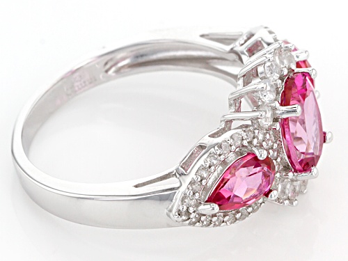 1.95ctw Oval And Pear Shape Pink Danburite With .65ctw Round White Zircon Sterling Silver Ring - Size 11