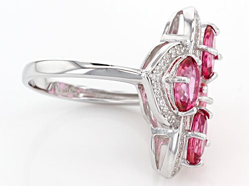 3.50ctw Oval Pink Danburite With .50ctw Round White Zircon Sterling Silver 4-Stone Ring - Size 5