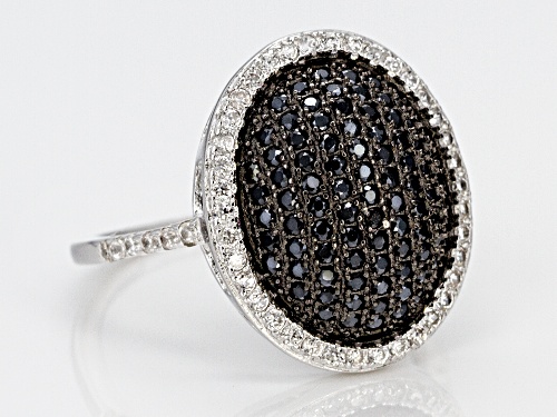 .62ctw Round Black Spinel With .44ctw Round White Zircon Sterling Silver Ring - Size 5