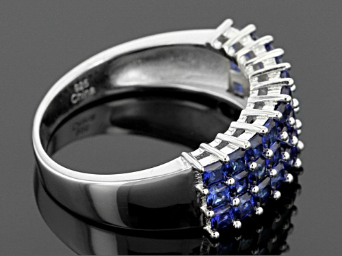 1.85ctw Square Lab Created Blue Sapphire Sterling Silver Band Ring. - Size 5