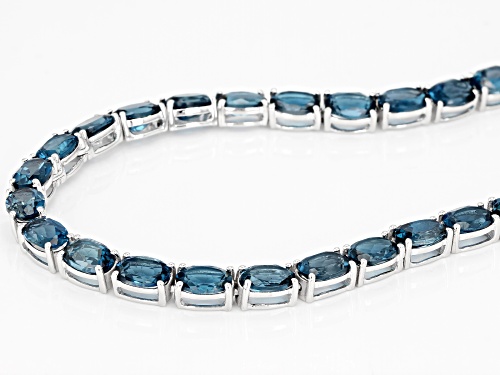 58.00ctw Oval London Blue Topaz Sterling Silver Necklace - Size 18