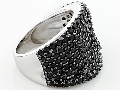 1.90ctw Round Black Spinel Sterling Silver Cluster Band Ring - Size 5