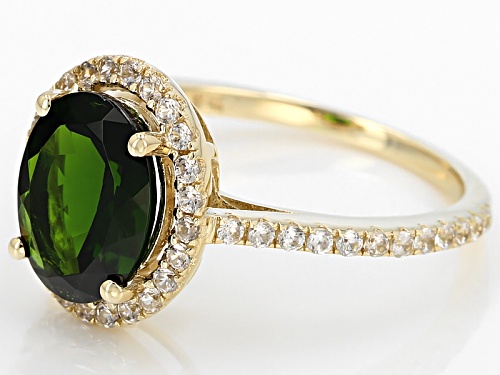 Chrome Diopside 2.75ctw With White Zircon .33ctw 10k Yellow Gold Ring - Size 9