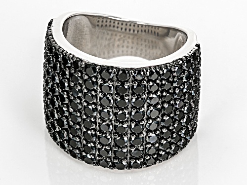 4.02ctw Round Black Spinel Rhodium Over Sterling Silver Ring - Size 5