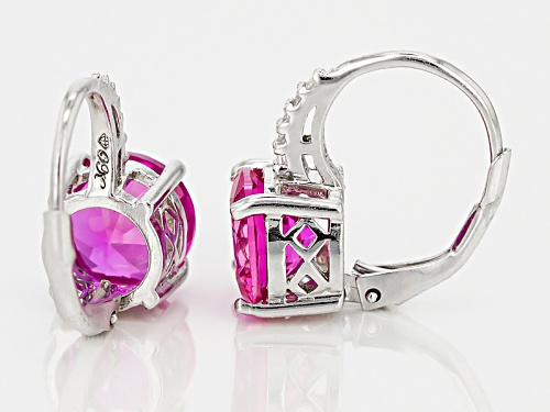 4.60ctw Lab Created Pink Sapphire & .05ctw Lab Created White Sapphire Rhodium Over Silver Earrings