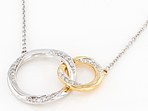 0.17ctw Round White Diamond 10K White & Yellow Gold Convertible Interlocking Circle Necklace - Size 18