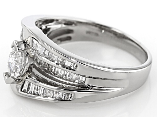 1.28ctw Marquise And Baguette White Diamond 900 Platinum Center Design Ring - Size 7