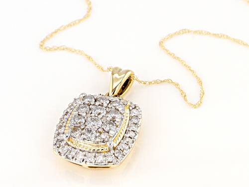1.00ctw Round White Diamond 10K Yellow Gold Pendant With 18 Inch Rope Chain