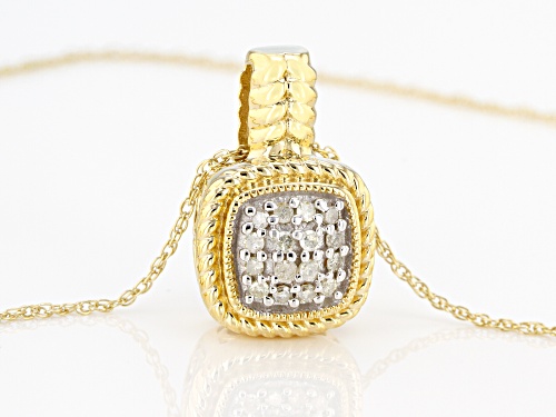 .25ctw Round White Diamond 14K Yellow Gold Over Sterling Silver Cluster Pendant With 18