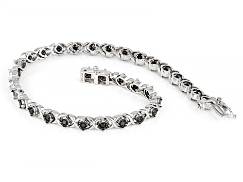 0.90ctw Round Black Diamond Rhodium Over Sterling Silver Tennis Bracelet - Size 7.25