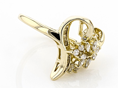 1.00ctw Marquise, Round, & Baguette White Diamond 14K Yellow Gold Heart Cluster Ring - Size 10