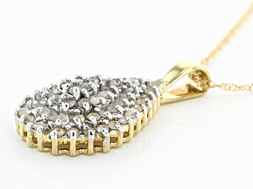 1.00ctw Round White Diamond 10K Yellow Gold Cluster Pendant With 18 Inch Rope Chain