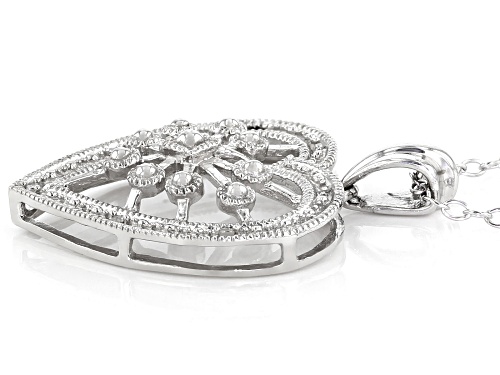 Round White Diamond Accent Rhodium Over Sterling Silver Heart Pendant With 18 Inch Cable Chain