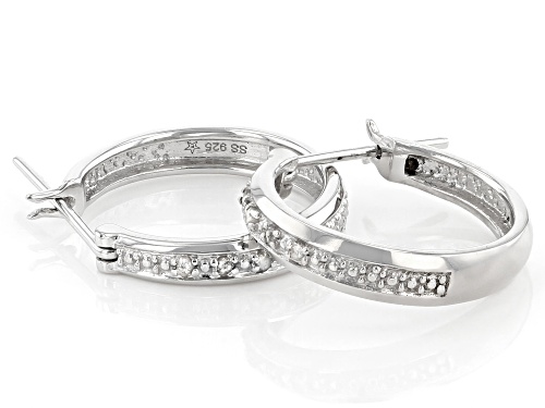 Round White Diamond Accent Rhodium Over Sterling Silver Hoop Earrings