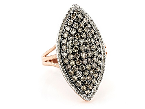 1.75ctw Round Champagne Diamond 14K Rose Gold Over Sterling Silver Cocktail Ring - Size 5