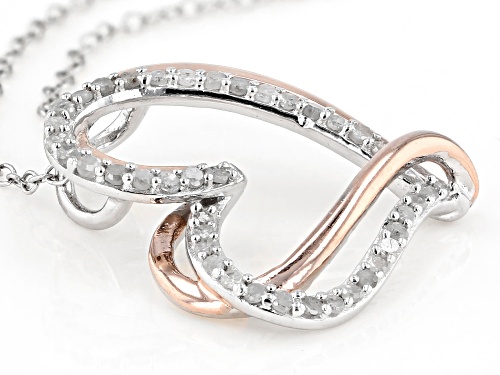 0.25ctw Round White Diamond Rhodium And 14K Rose Gold Over Sterling Silver Heart Pendant With Chain