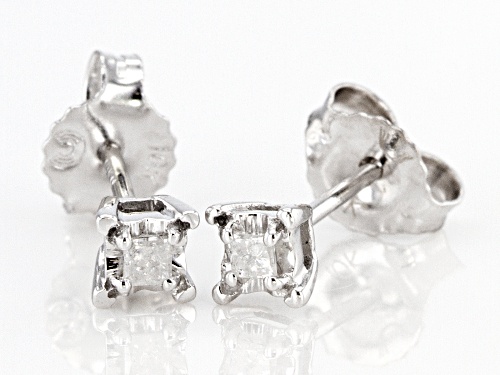 Princess Cut White Diamond Accent 10K White Gold Stud Earrings