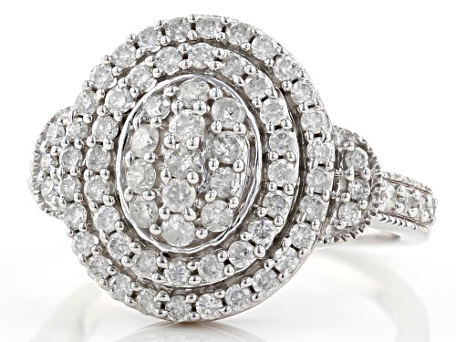 1.00ctw Round White Diamond 10k White Gold Ring - Size 7