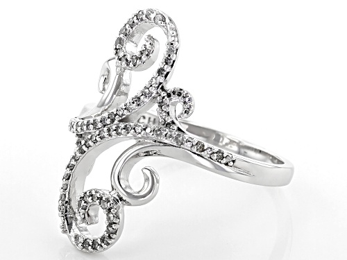 0.25ctw Round White Diamond Rhodium Over Sterling Silver Cocktail Ring - Size 6
