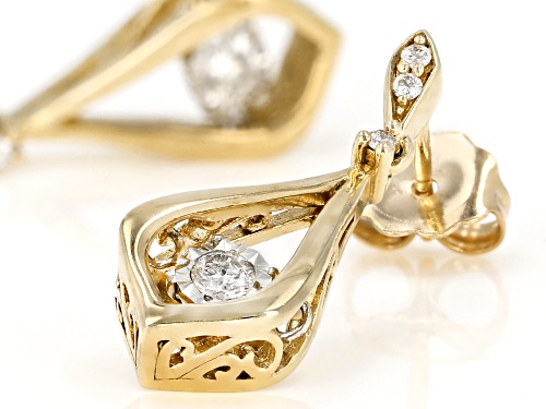0.15ctw Round White Diamond 10K Yellow Gold Dangle Earrings