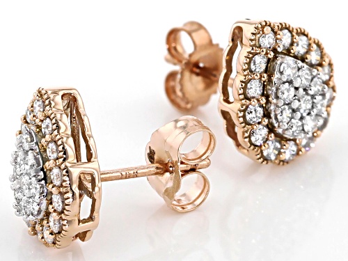 0.50ctw Round White Diamond 10K Rose Gold Cluster Earrings