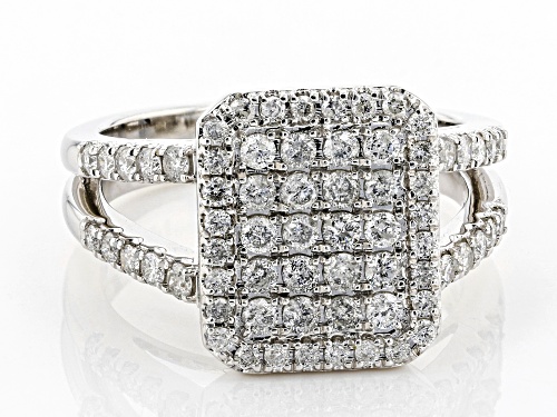 1.00ctw Round White Diamond 10K White Gold Cluster Ring - Size 7