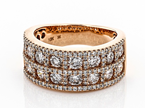 2.30ctw Round White Diamond 10K Rose Gold Wide Band Ring - Size 7