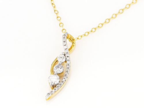 0.30ctw Round White Diamond 10K Yellow Gold Bypass Pendant With 17 Inch Cable Chain With Extender