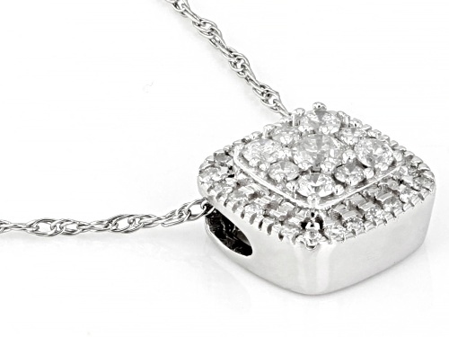 0.20ctw Round White Diamond 10k White Gold Cluster Pendant With 18 Inch Rope Chain