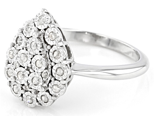 0.20ctw Round White Diamond Rhodium Over Sterling Silver Cluster Ring - Size 5