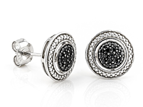 0.10ctw Round Black Diamond Rhodium Over Sterling Silver Cluster Stud Earrings