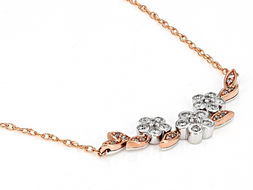 0.25ctw Round White Diamond 14K Two-Tone Gold Floral Necklace - Size 17