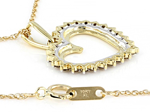 0.50ctw Round Diamond 10K Yellow Gold Heart Pendant With 18 Inch Rope Chain